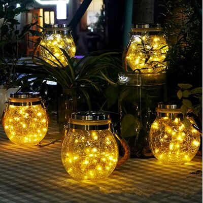 Solar Decorative Glass Vase 30 Led Bulbs in a Row Silver Cable Warm White 939-060