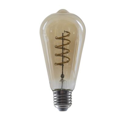 Led Lamp E27 ST64 4W Spiral Filament 1800K Amber Dimmable