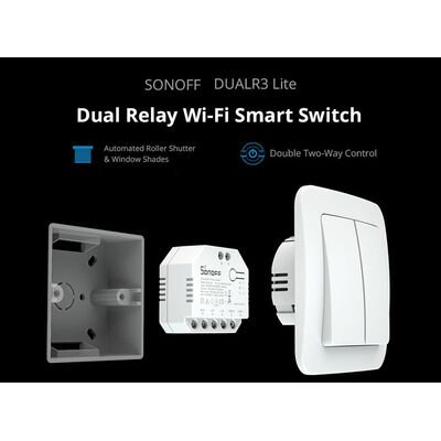 SONOFF Smart Switch DUALR3 Lite 2-Gang Wi-Fi 15A White