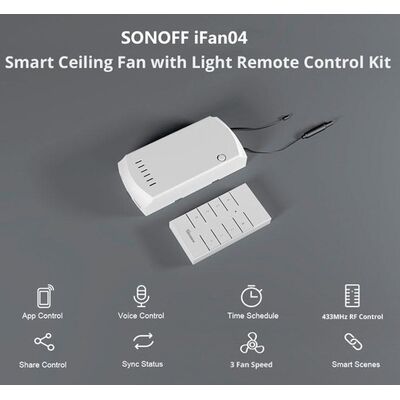 SONOFF Smart Διακόπτης Ανεμιστήρα Οροφής IFAN04 με RF Χειριστήριο Wi-Fi