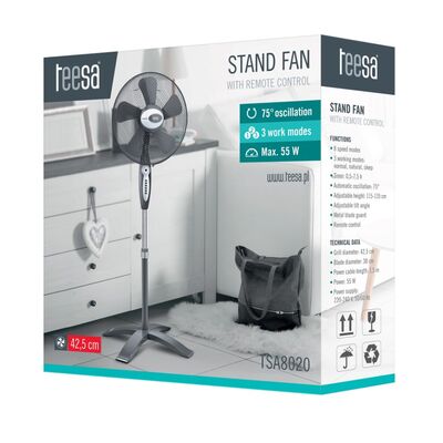 Floor Fan 42.5cm 55W TEESA TSA8020 + Remote Controller