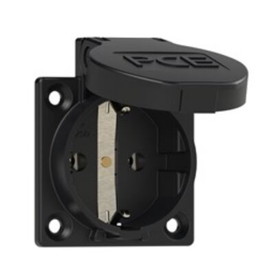 Flush Mount Socket 2P 16A with Cover ΙP54 Black 1050-0ss PCE