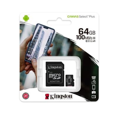 Κάρτα Μνήμης Micro SD Kingston 64GB Class 10 UHS-I 100 MB/s + Αντάπτορας