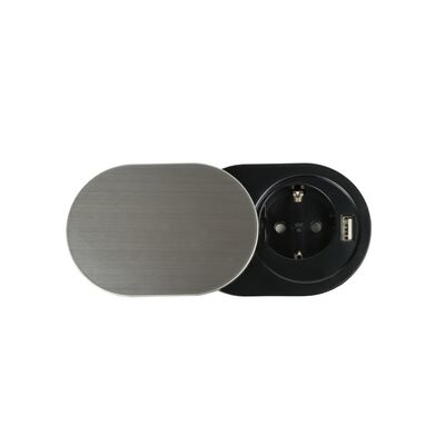 Furniture / Kitchen Countertop Socket with 1 Socket + USB Fast 2.4A Silver/Black
