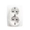 Schuko Socket With Safety Shutter 2x2P+E 16A 250VAC White